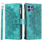 006 Til Motorola Edge 50 Pro 5G Etui Mandala Blomst Læder Flip Lynlås Stand Telefoncover