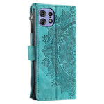 006 Til Motorola Edge 50 Pro 5G Etui Mandala Blomst Læder Flip Lynlås Stand Telefoncover