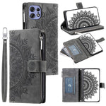 006 Til Motorola Edge 50 Pro 5G Etui Mandala Blomst Læder Flip Lynlås Stand Telefoncover