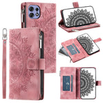 006 Til Motorola Edge 50 Pro 5G Etui Mandala Blomst Læder Flip Lynlås Stand Telefoncover