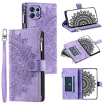 006 Til Motorola Edge 50 Pro 5G Etui Mandala Blomst Læder Flip Lynlås Stand Telefoncover