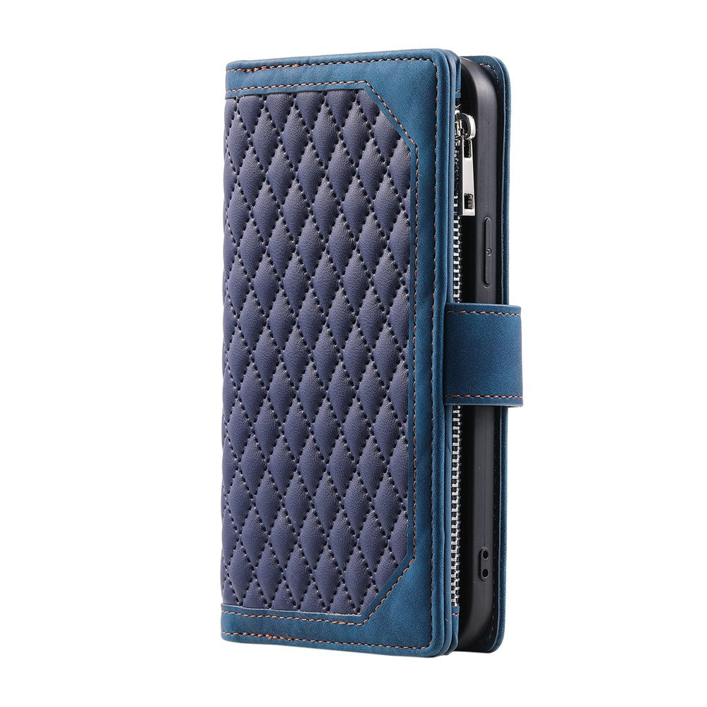 Style 005 For Motorola Edge 50 Pro 5G Case Zipper Pocket Leather Grid Phone Cover