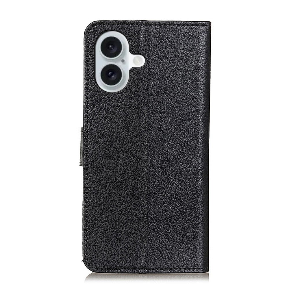 Til iPhone 16 Cover i PU-læder med pung, standerfunktion og Litchi-tekstur