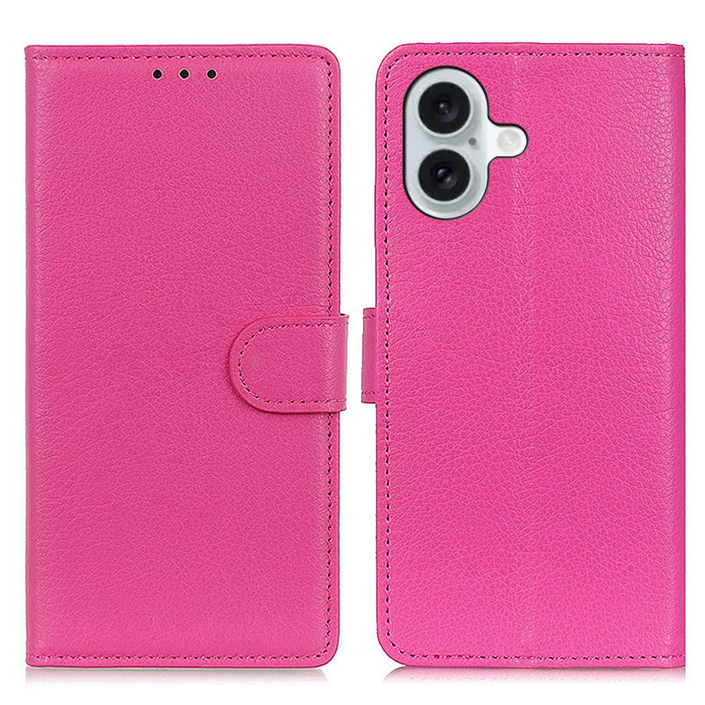 Til iPhone 16 Cover i PU-læder med pung, standerfunktion og Litchi-tekstur