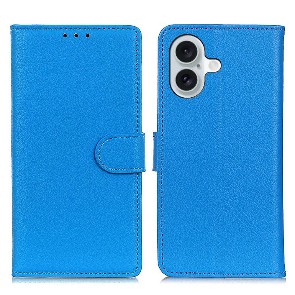 Til iPhone 16 Cover i PU-læder med pung, standerfunktion og Litchi-tekstur