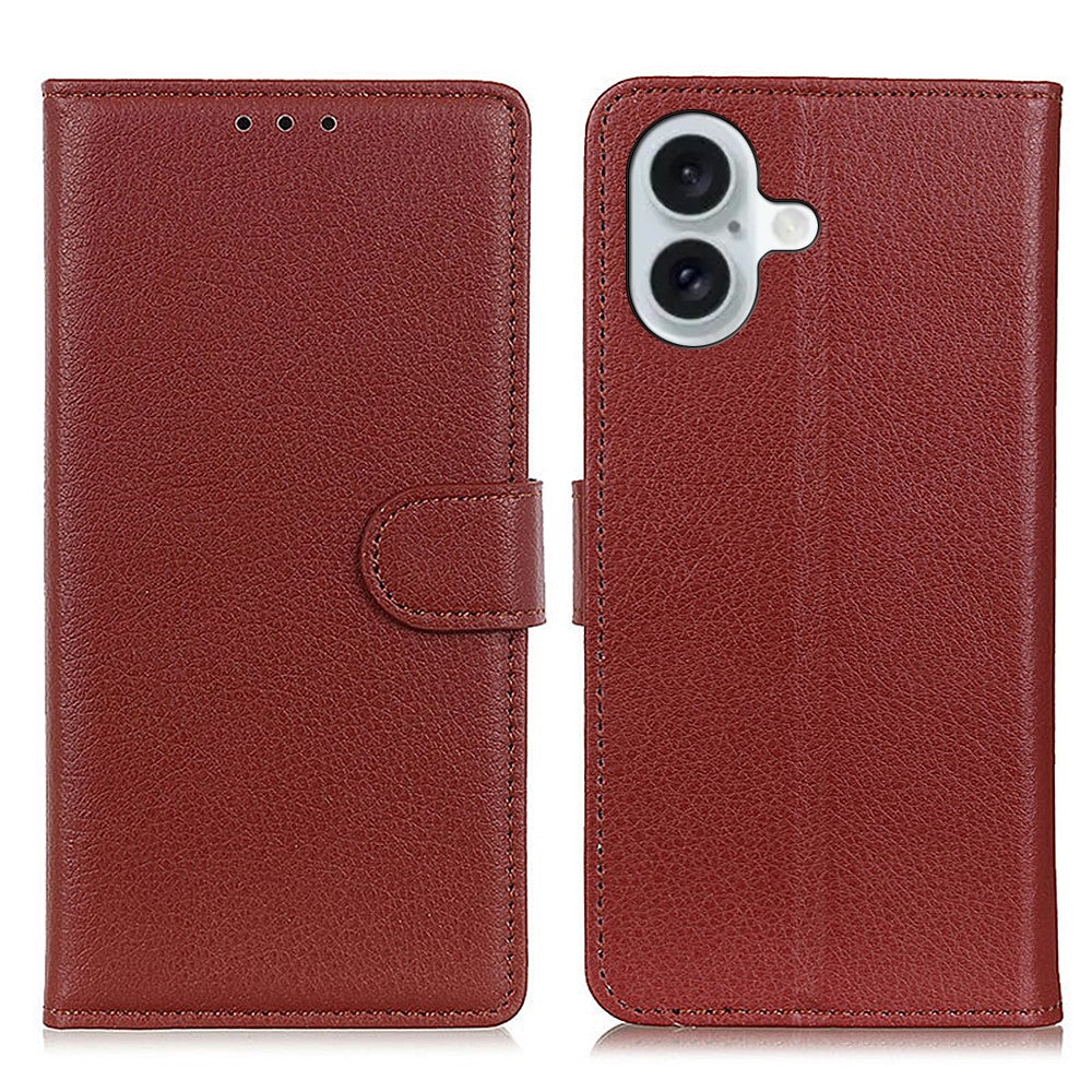 Til iPhone 16 Cover i PU-læder med pung, standerfunktion og Litchi-tekstur