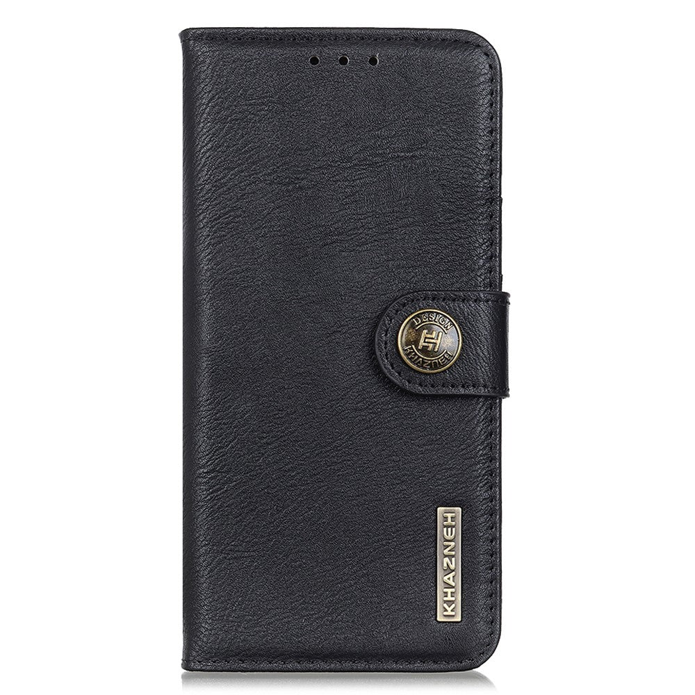 KHAZNEH Til iPhone 16 Pro Max Etui Kohudsstruktur Læder Flip Telefoncover med Pung