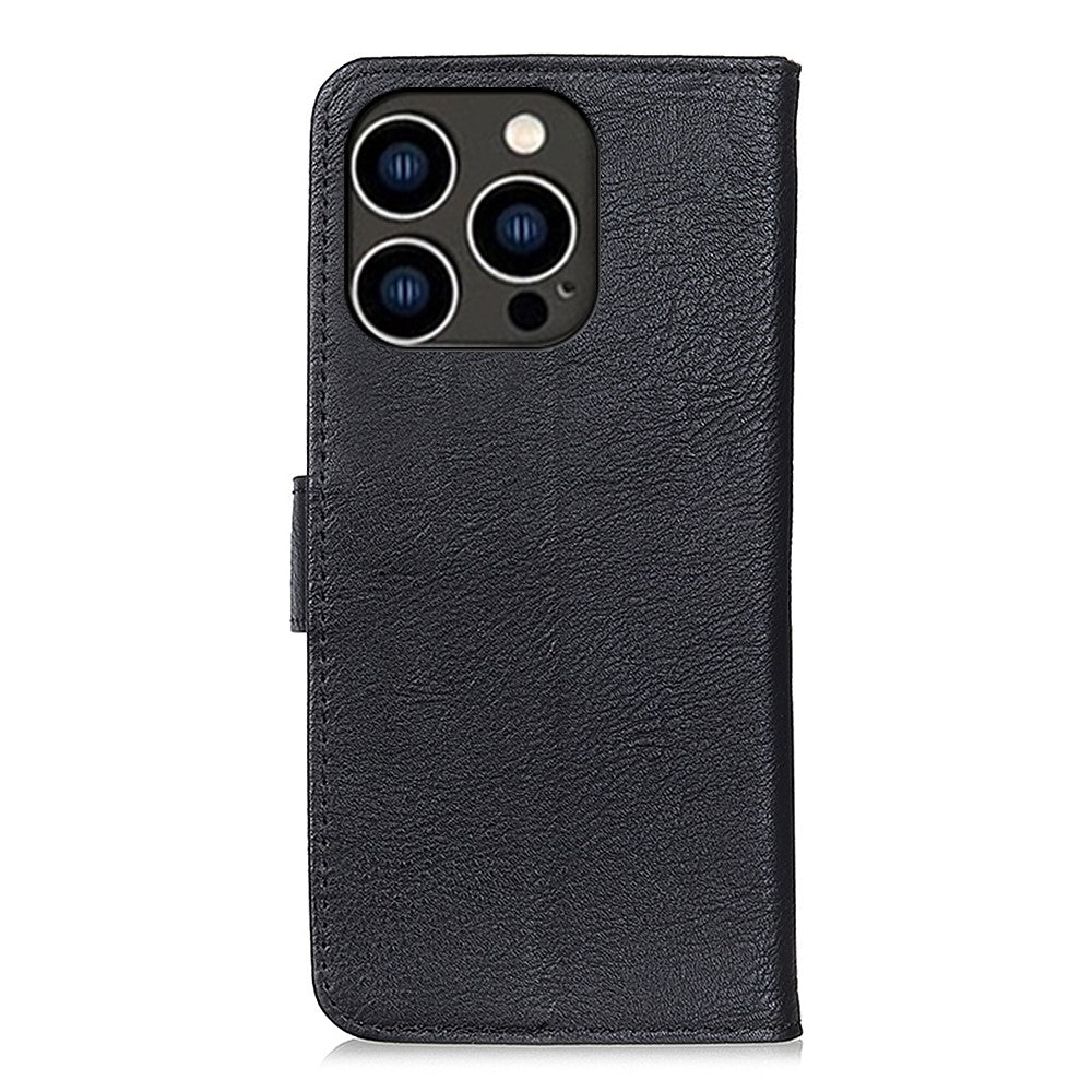 KHAZNEH Til iPhone 16 Pro Max Etui Kohudsstruktur Læder Flip Telefoncover med Pung