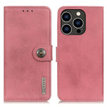 KHAZNEH Til iPhone 16 Pro Max Etui Kohudsstruktur Læder Flip Telefoncover med Pung
