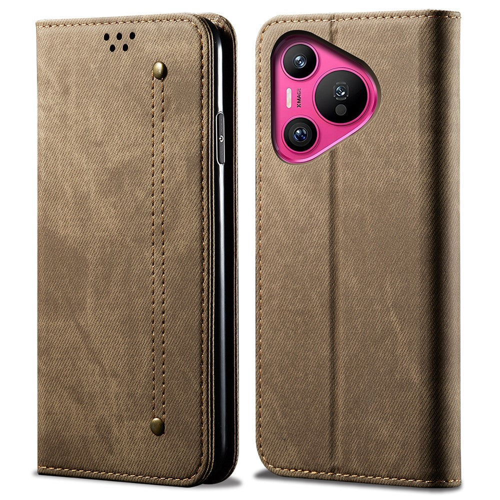 For Huawei Pura 70 Pro / Pura 70 Pro+ Case Leather Wallet Phone Cover Jeans Cloth Texture