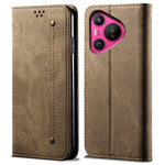 For Huawei Pura 70 Case Leather Wallet Phone Cover Jeans Cloth Texture