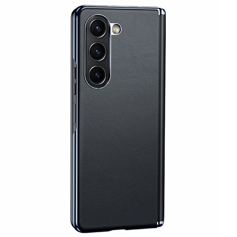 For Samsung Galaxy Z Fold6 5G Case Electroplating PU Leather+PC Phone Cover with Hinge Protection