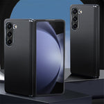 For Samsung Galaxy Z Fold6 5G Case Electroplating PU Leather+PC Phone Cover with Hinge Protection