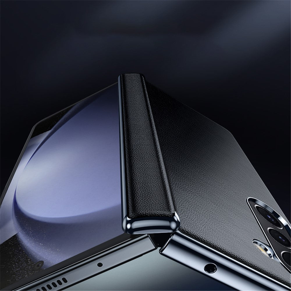 For Samsung Galaxy Z Fold6 5G Case Electroplating PU Leather+PC Phone Cover with Hinge Protection