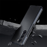 For Samsung Galaxy Z Fold6 5G Case Electroplating PU Leather+PC Phone Cover with Hinge Protection