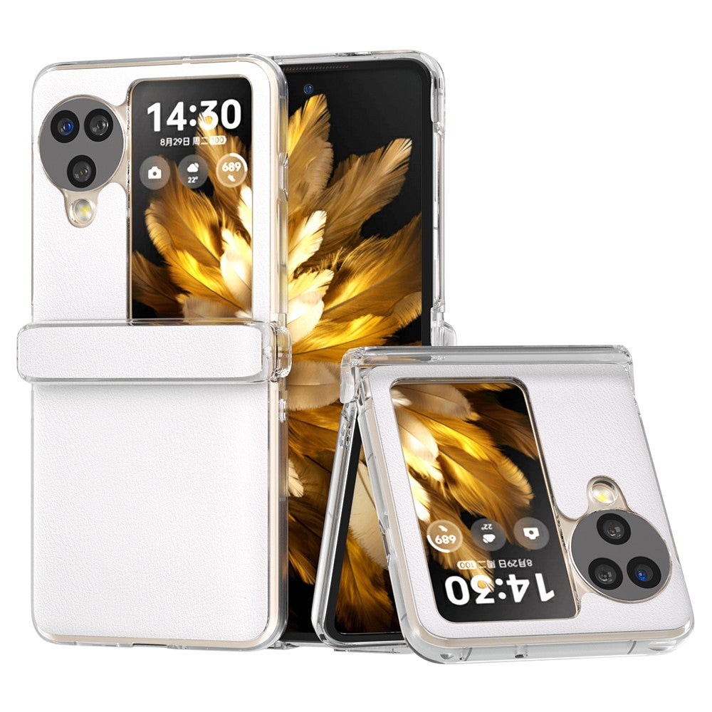 For Oppo Find N3 Flip 5G Case Hinge Protection Leather+PC Clear Frame Phone Cover