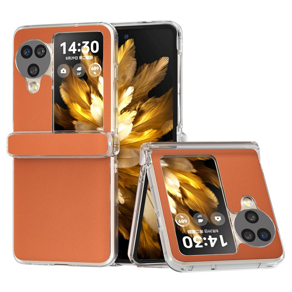 For Oppo Find N3 Flip 5G Case Hinge Protection Leather+PC Clear Frame Phone Cover