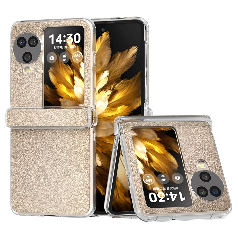 For Oppo Find N3 Flip 5G Case Hinge Protection Leather+PC Clear Frame Phone Cover
