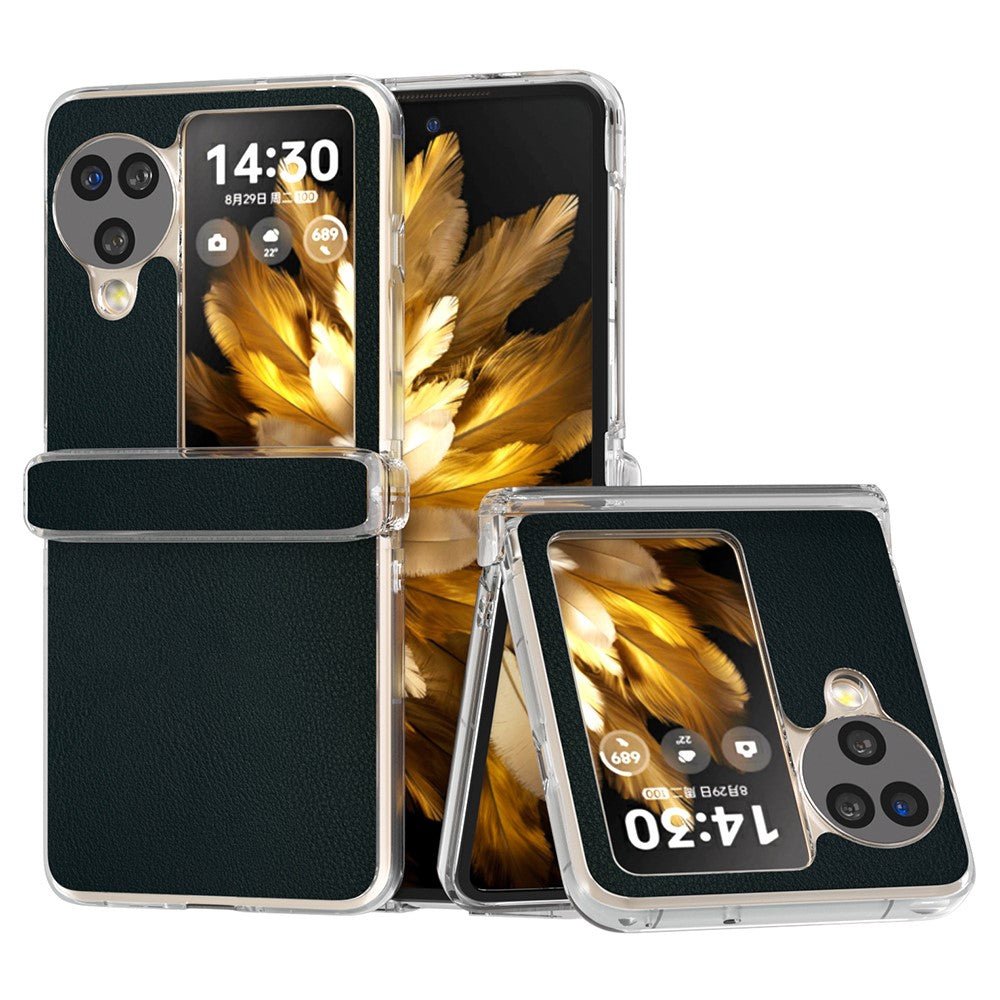 For Oppo Find N3 Flip 5G Case Hinge Protection Leather+PC Clear Frame Phone Cover