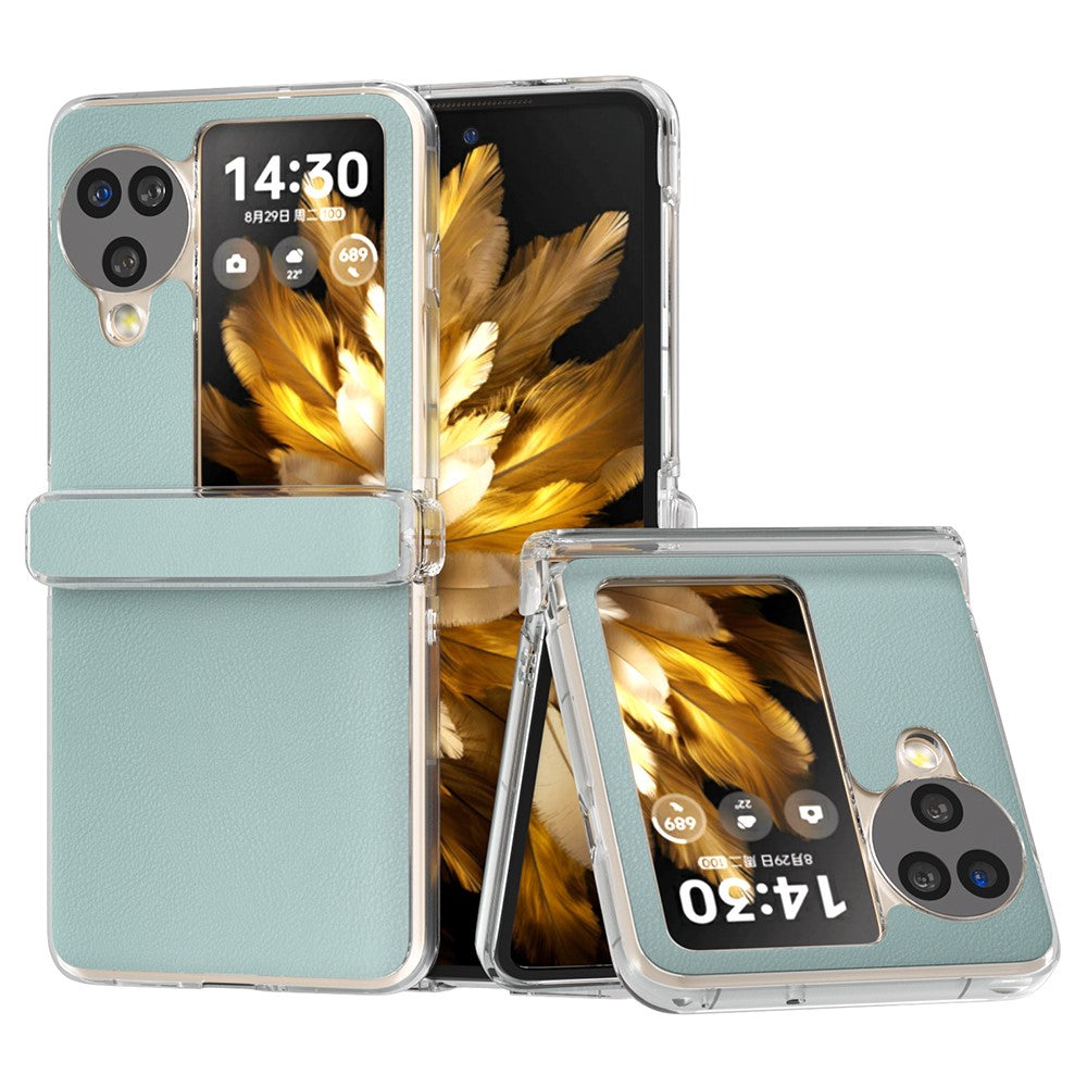 For Oppo Find N3 Flip 5G Case Hinge Protection Leather+PC Clear Frame Phone Cover
