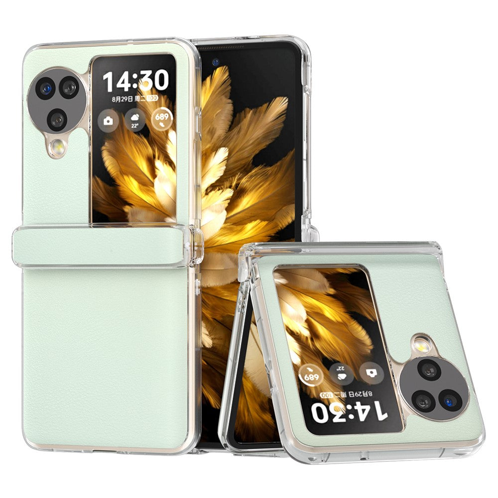 For Oppo Find N3 Flip 5G Case Hinge Protection Leather+PC Clear Frame Phone Cover