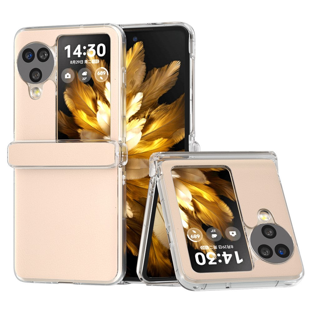 For Oppo Find N3 Flip 5G Case Hinge Protection Leather+PC Clear Frame Phone Cover