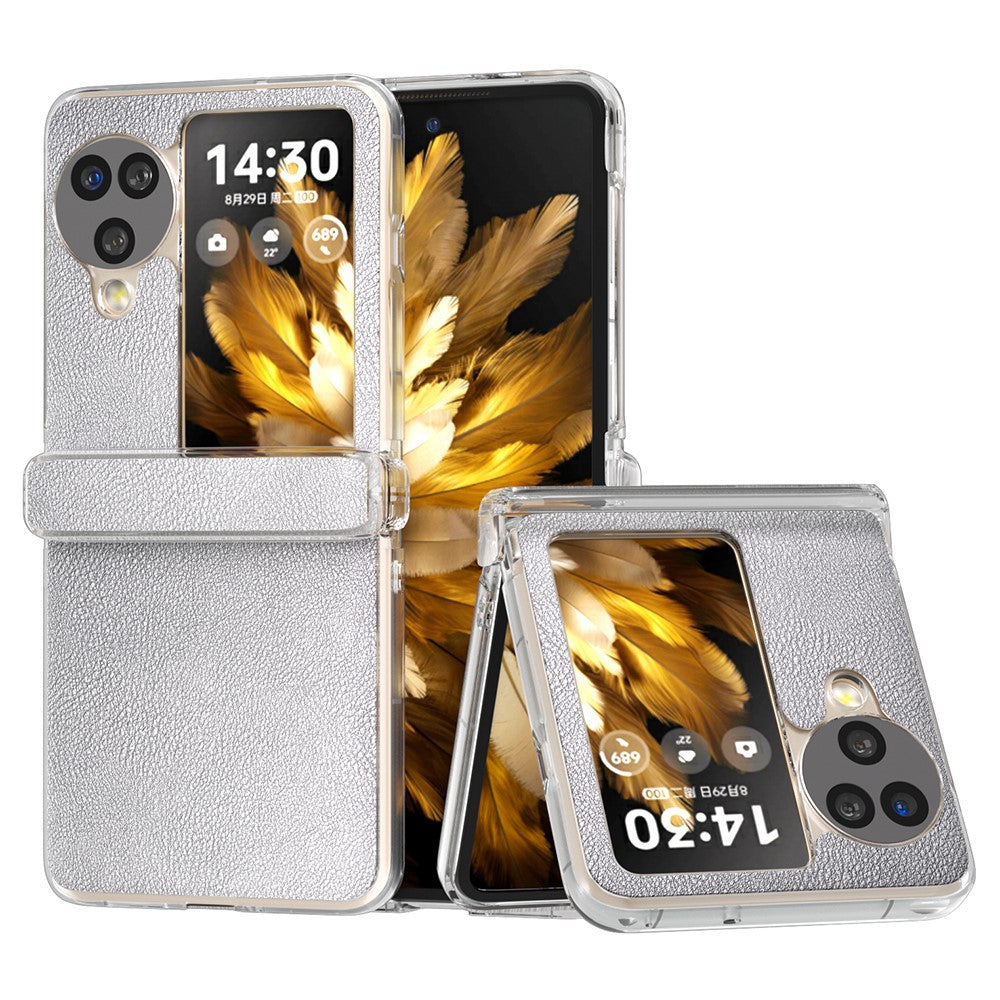For Oppo Find N3 Flip 5G Case Hinge Protection Leather+PC Clear Frame Phone Cover