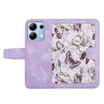 For Xiaomi Redmi Note 13 4G Case Printed Flower Pattern PU Leather Wallet Phone Cover