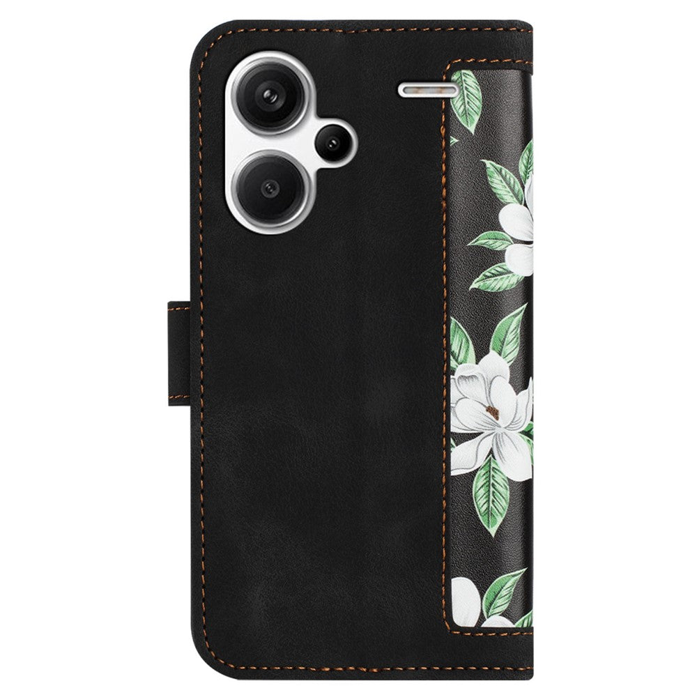 For Xiaomi Redmi Note 13 Pro+ 5G Case PU Leather Flower Pattern Wallet Style Flip Phone Cover