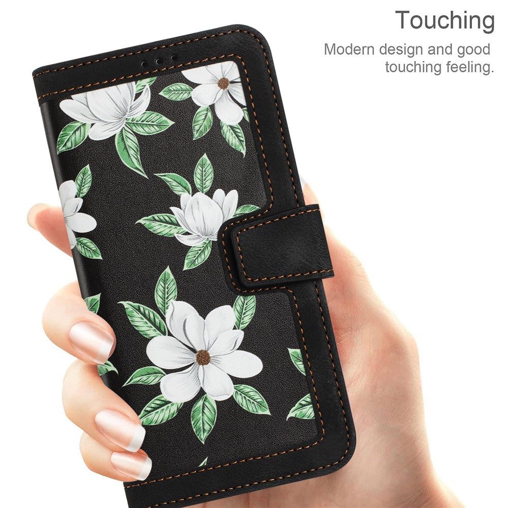 For Xiaomi Redmi Note 13 Pro+ 5G Case PU Leather Flower Pattern Wallet Style Flip Phone Cover