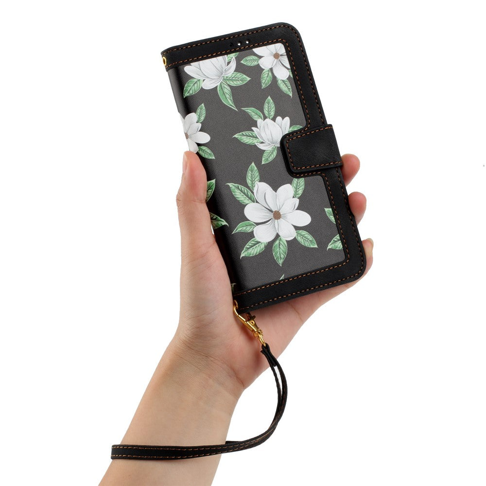For Xiaomi Redmi Note 13 Pro+ 5G Case PU Leather Flower Pattern Wallet Style Flip Phone Cover