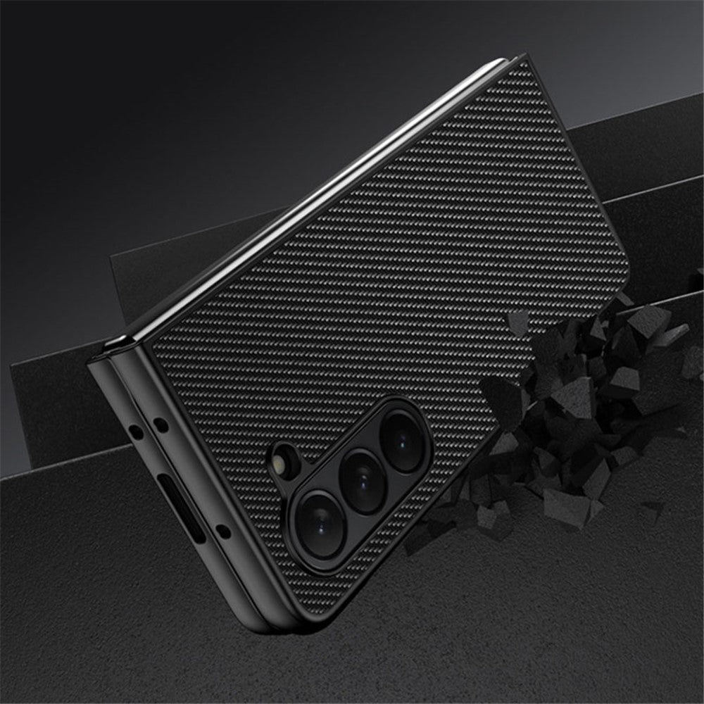 For Samsung Galaxy Z Fold6 5G Case Carbon Fiber Texture PU + PC Phone Cover