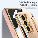 Til Samsung Galaxy Z Fold6 5G Etui Læder+PC Stander Telefoncover med Hærdet Glasfilm