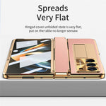 Til Samsung Galaxy Z Fold6 5G Etui Læder+PC Stander Telefoncover med Hærdet Glasfilm