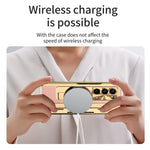 Til Samsung Galaxy Z Fold6 5G Etui Læder+PC Stander Telefoncover med Hærdet Glasfilm