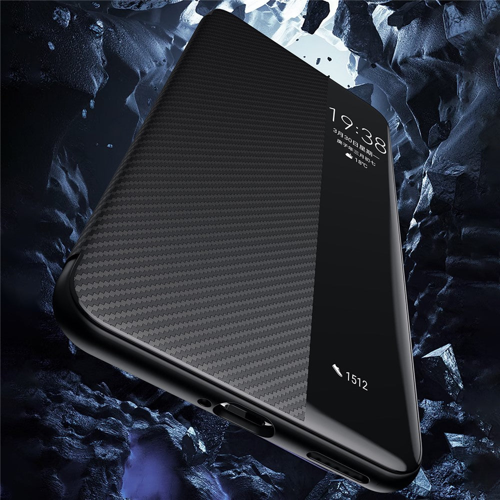 SULADA For Huawei Pura 70 Pro / Pura 70 Pro+ Case View Window Carbon Fiber Texture Leather Cover