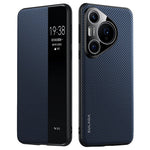 SULADA For Huawei Pura 70 Pro / Pura 70 Pro+ Case View Window Carbon Fiber Texture Leather Cover