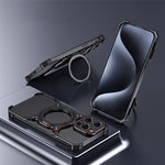 For iPhone 13 Pro Bumper Case Compatible with MagSafe Rotation Kickstand Metal Frameless Phone Cover