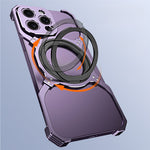 For iPhone 13 Pro Bumper Case Compatible with MagSafe Rotation Kickstand Metal Frameless Phone Cover