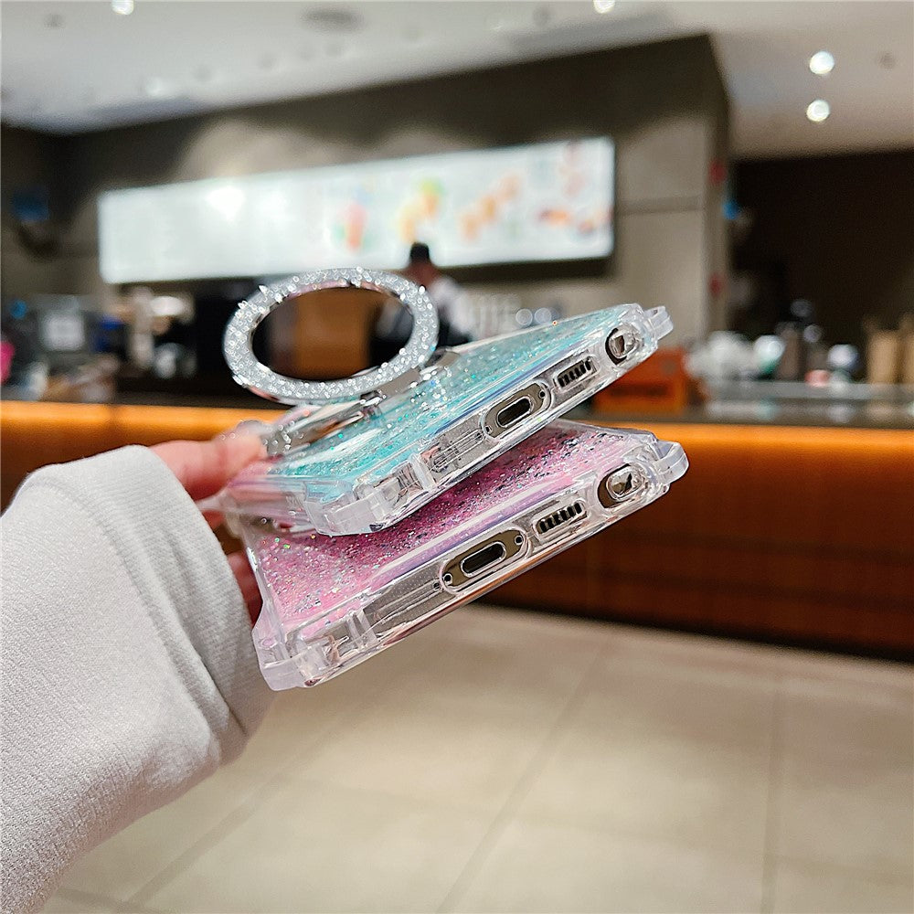 For Samsung Galaxy S23 Ultra TPU+Acrylic Case Gradient Phone Cover Magnetic Case Ring Kickstand