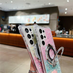 For Samsung Galaxy S23 Ultra TPU+Acrylic Case Gradient Phone Cover Magnetic Case Ring Kickstand