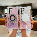 For Samsung Galaxy S23 Ultra TPU+Acrylic Case Gradient Phone Cover Magnetic Case Ring Kickstand