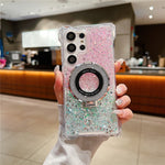 For Samsung Galaxy S23 Ultra TPU+Acrylic Case Gradient Phone Cover Magnetic Case Ring Kickstand