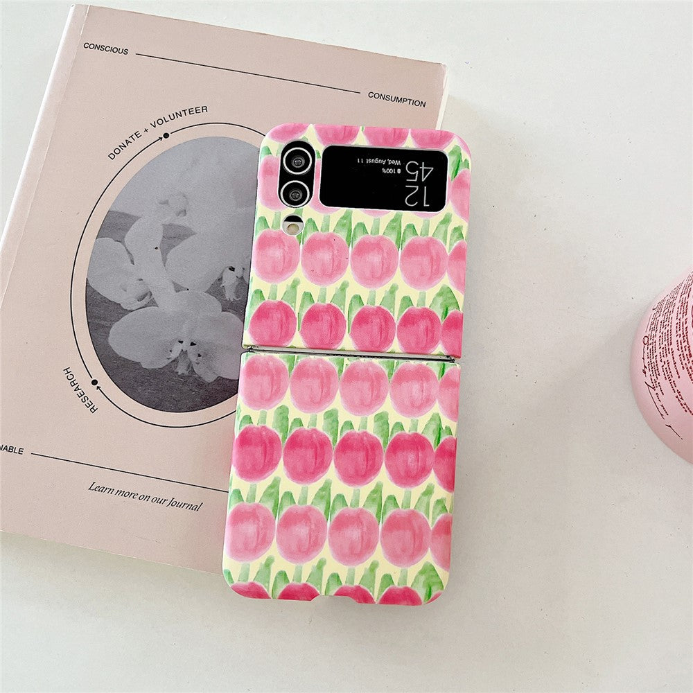 Til Samsung Galaxy Z Flip4 5G Ferskenmønster Telefoncover PC Telefoncover Sammenklappeligt Telefoncover