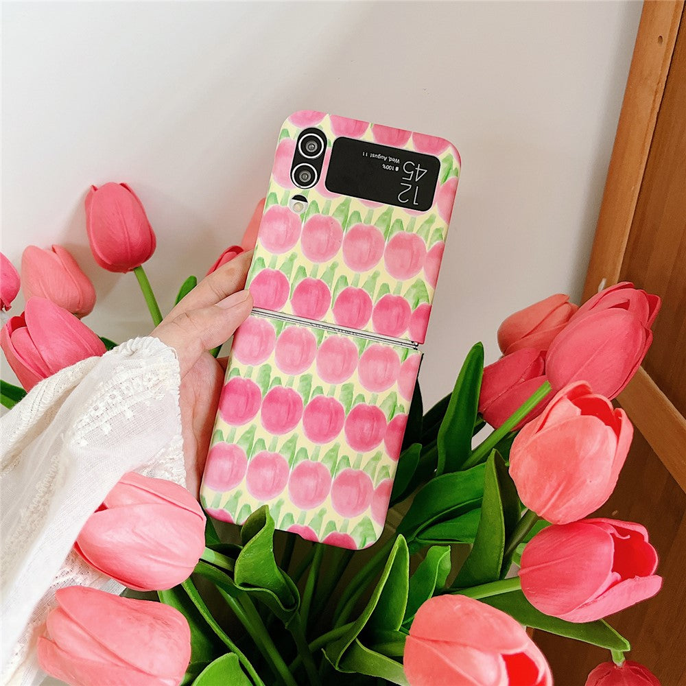 Til Samsung Galaxy Z Flip4 5G Ferskenmønster Telefoncover PC Telefoncover Sammenklappeligt Telefoncover
