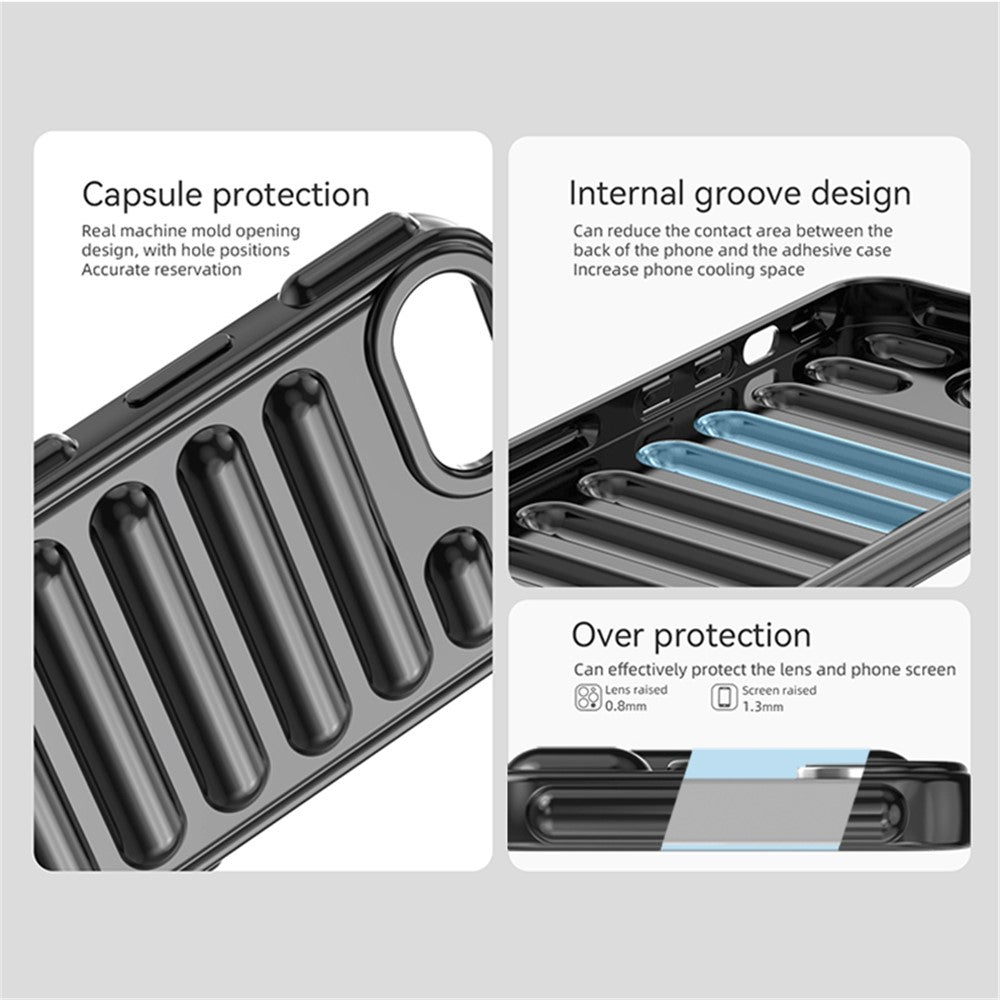 Capsule Series til iPhone 17e / 16e Cover Blødt TPU Ribbet Anti-Dråbe Telefoncover