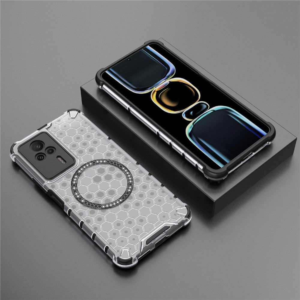 For Xiaomi Redmi K60E 5G Magnetic Case Reinforced Corners TPU+PC Honeycomb Phone Cover