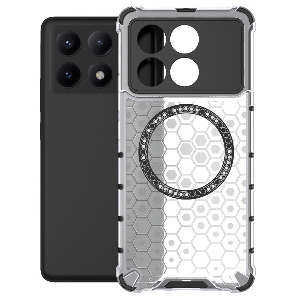 For Xiaomi Redmi K70E 5G / Poco X6 Pro 5G Magnetic Phone Case Honeycomb TPU+PC Back Cover