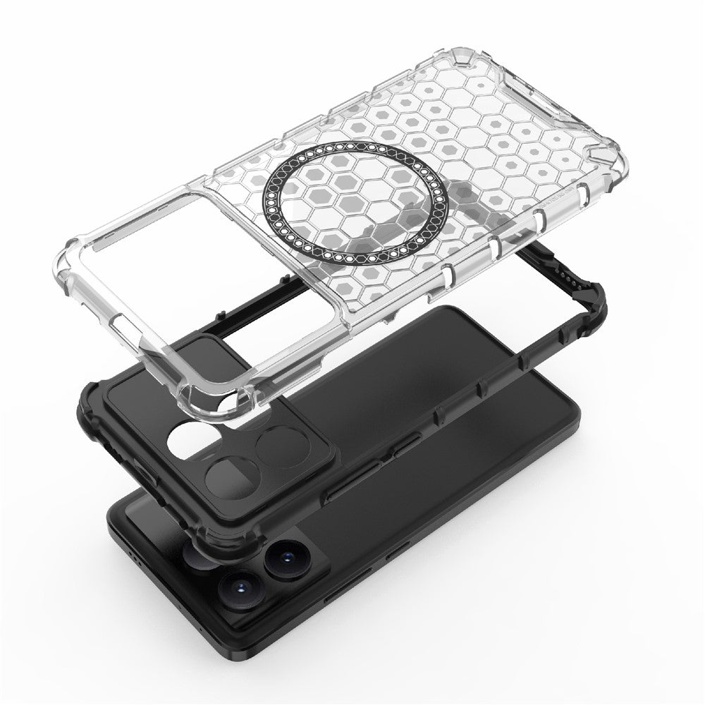 For Xiaomi Redmi K70E 5G / Poco X6 Pro 5G Magnetic Phone Case Honeycomb TPU+PC Back Cover