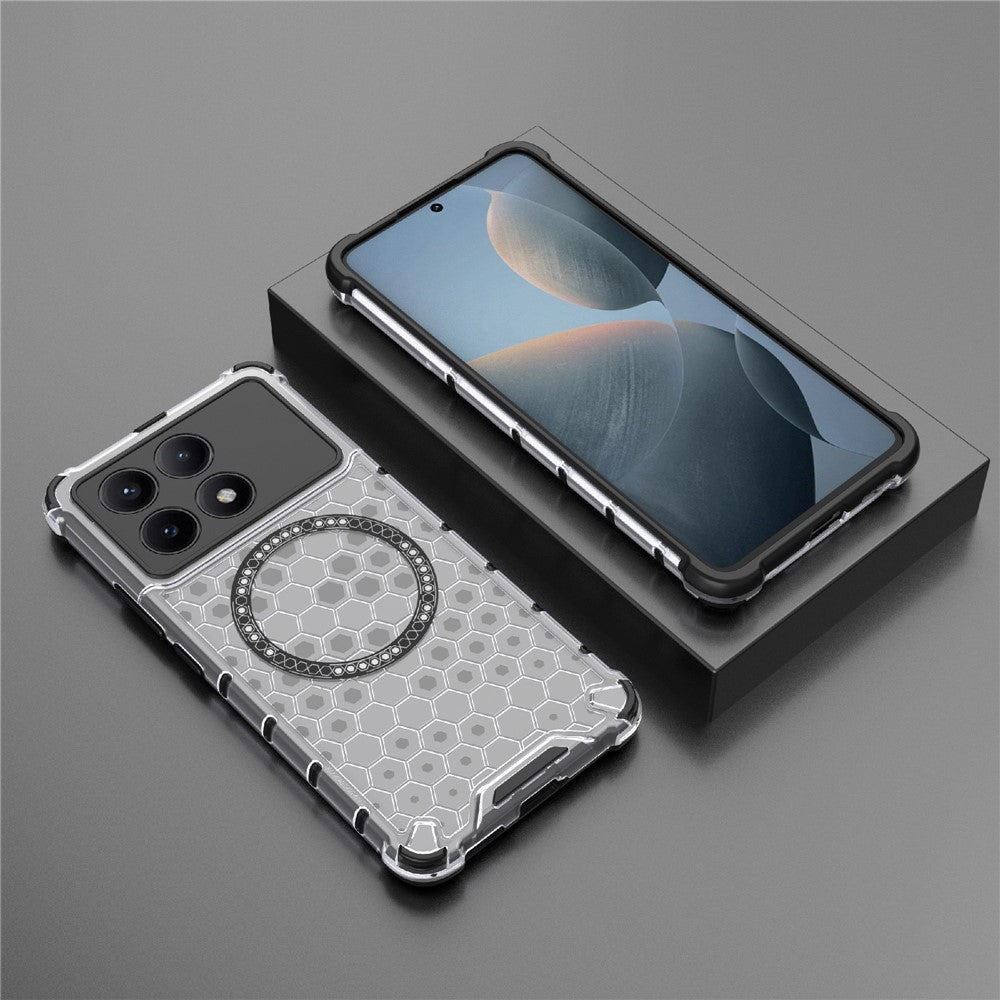 For Xiaomi Redmi K70E 5G / Poco X6 Pro 5G Magnetic Phone Case Honeycomb TPU+PC Back Cover